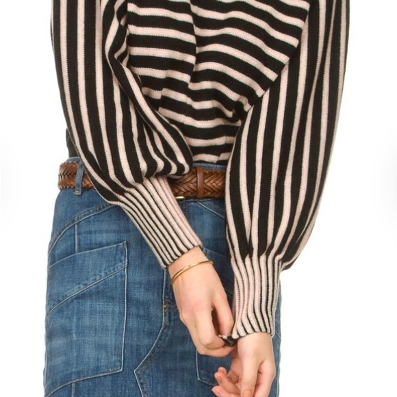 Striped Black and White Sweater - Picture 5 of 6